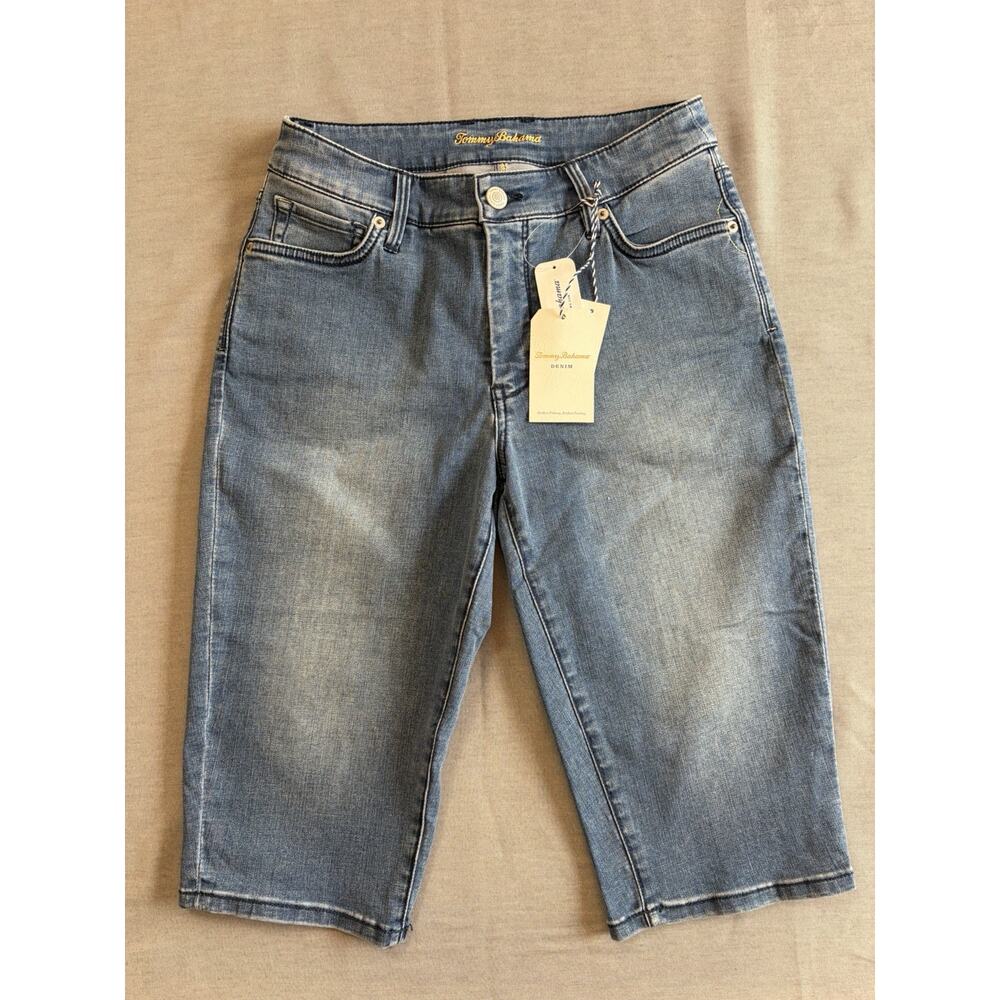 New Tommy Bahama Isla Indigo Boardwalk 15-Inch Shorts Size 4 Med Wash High Rise